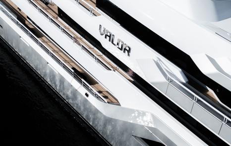 Exterior design showing nameplate of Feadship Explorer Yacht Valor