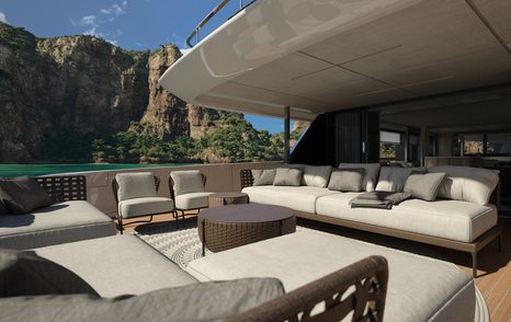 Ferretti INFYNITO 90 aft deck salon