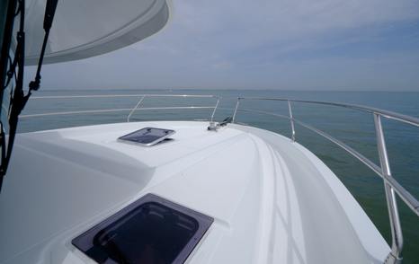 Foredeck walkaround area on the Beneteau Swift Trawler 37 Fly