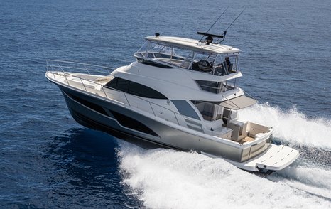 Riviera 46 sports motor yacht running shot port aft aspect