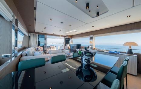 Motor Yacht Dogu main saloon dining area 