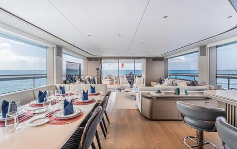 Motor yacht Gemini main saloon dining area