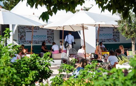 Outdoor seating area at the Cannes Yachting Festival