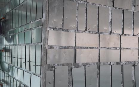 Close up of noise reducing metal plates on board Bering 125 Explorer Yacht under construction 