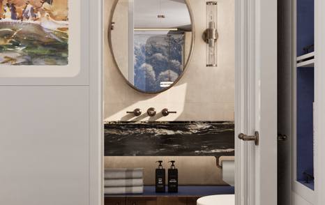 Rendering of Moonen 122 Martinique Hull 8's guest cabin ensuite