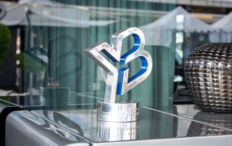 Close up of the YachtBuyer Hall of Fame trophy