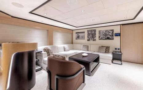 Superyacht Beaute saloon with L-shaped sofa