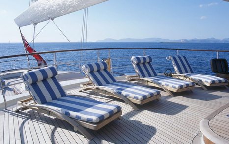 Sun loungers onboard sailing yacht ATHENA 