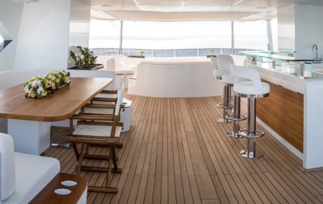 A bar on the exterior of a Majesty 140 from Gulf Craft