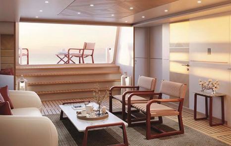Rendering of Heesen 55m Steel Superyacht Frida beach club interior 