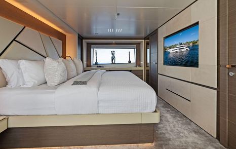 Tito El Patron owners cabin with bed and tv