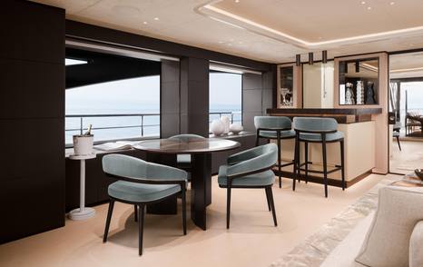 Rendering of Benetti B.Now 50M Oasis superyacht skylounge bar area