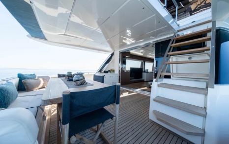 Motor Yacht Dogu main aft deck seating area 