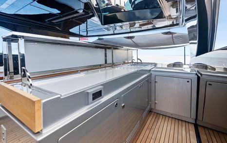 Superyacht Riva Royale flybridge galley and bbq area 