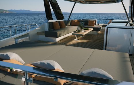 Solaris Power 70 Long Range yacht flybridge with sun pads 