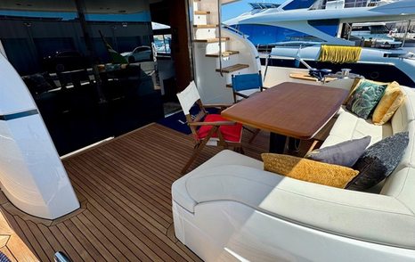 Princess motor yacht Lady N aft deck dining area 