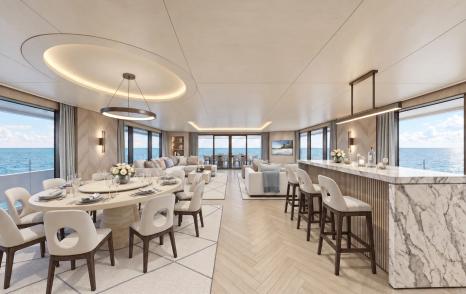 Crescent CCY110 yacht rendering of main saloon dining area 