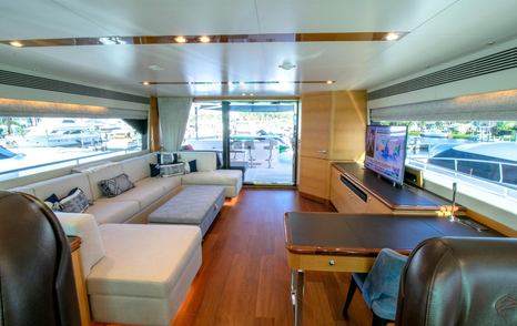 Motor Yacht One More Time main saloon with TV