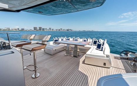 Riva motor yacht Tango Whiskey aft deck with bar 