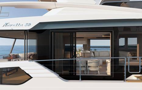 Rendering of Navetta 58 motor yacht walkway