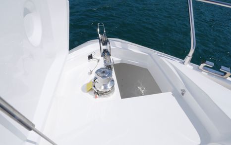Deep anchor locker on the Fairline Targa 47 GT foredeck