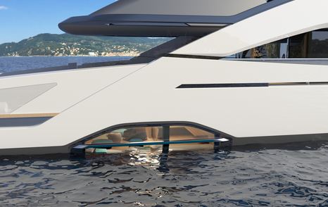 Rendering showing water level window on Sportiva 55