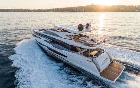 A shot of a Pearl 95 superyacht cruising.