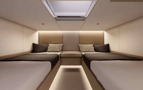 Rendering of Saxdor 460 GTS motor yacht twin cabin