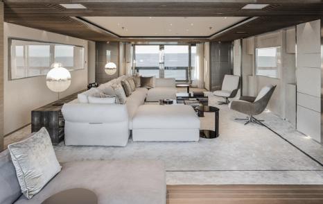 Rendering of Sanlorenzo 74Steel superyacht main saloon