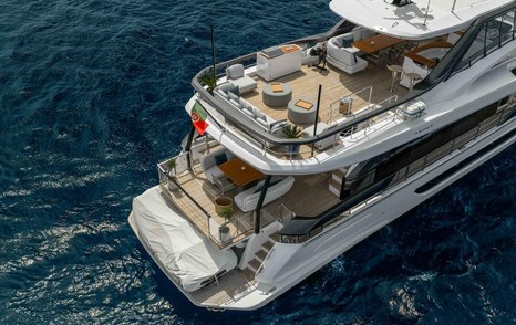 Azimut motor yacht St Jude stern view of aft and sun decks 