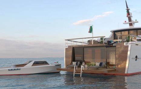 Rendering of superyacht Vero's beach club