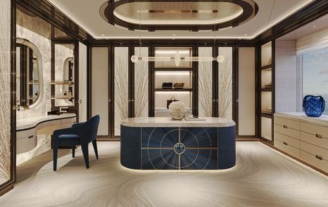 Rendering of Bilgin superyacht Project Bond master cabin office space 