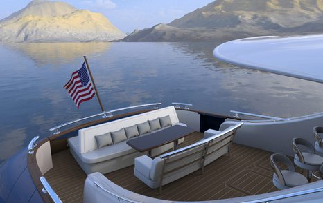 The aft section of a Zeelander Z72 superyacht