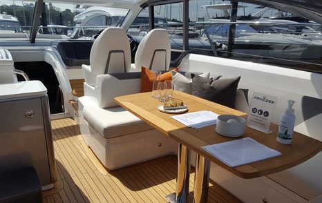 Table and helm station of Princess Yacht