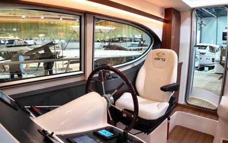 Elling E4 suspension helm seat and steering position in raised wheelhouse