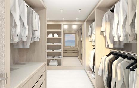 Rendering of 50m Feadship superyacht Graycliffs master cabin walk-in wardrobe 