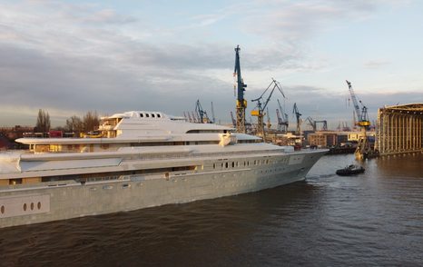 Lurssen 146m superyacht Project Opera being launched in Hamburg