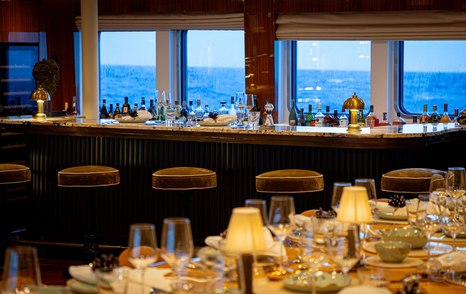 Aqua Lares superyacht dining table and bar 