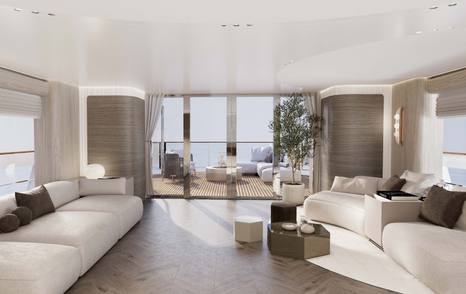 Sirena 118 superyacht main saloon lounge area 