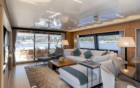 Ferretti yacht Alegria II main saloon lounge 