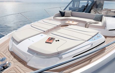 Princess S65 motor yacht foredeck seating with sunpads