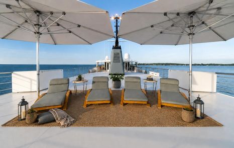 Amels expedition yacht sundeck with sun loungers 