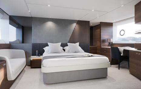 Princess S72 motor yacht owners cabin