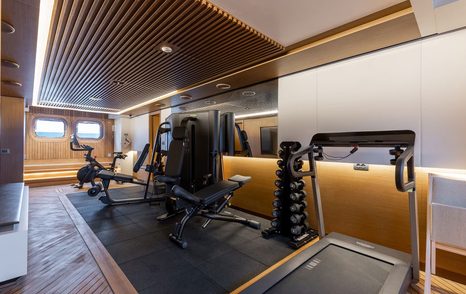 Superyacht Alfa gym area post-refit