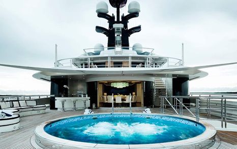 On deck Jacuzzi on the Superyacht TRANQUILITY.