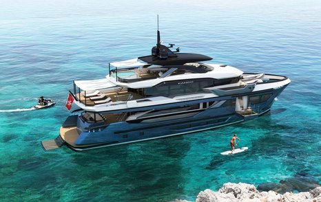 Rendering of Rendering of AvA Yachts Kando 110 explorer yacht at anchor 