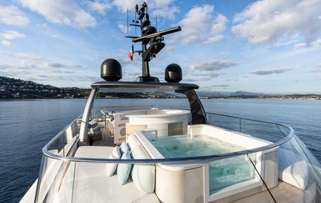 Superyacht SabBaTiCal sundeck jacuzzi bar and sunbathing