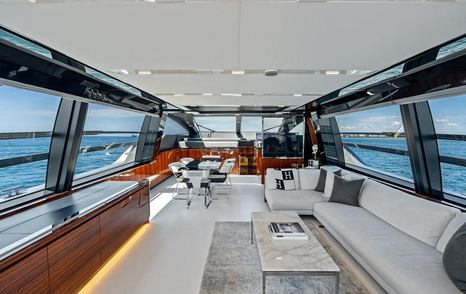 Riva motor yacht Tango Whiskey saloon and helm station 