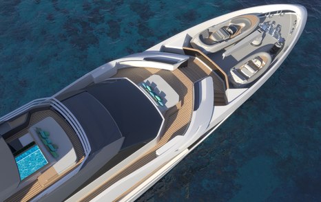 Rendering showing view from above of front of Sportiva 55