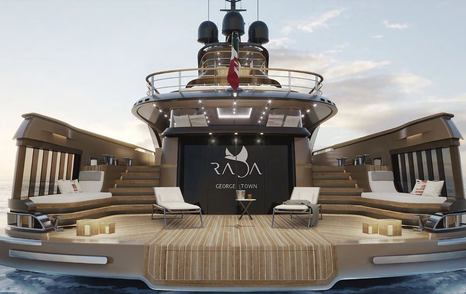 Nameplate and swim platform superyacht RAJA²